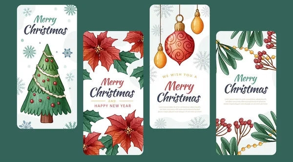 Hand Drawn Christmas Banners Collection Abstract Design Vector Illustration — Stock Vector