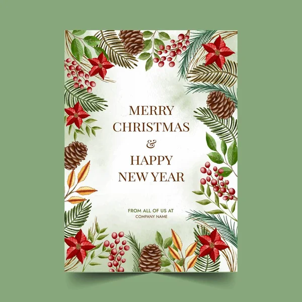 Watercolor Business Christmas Card Template Abstract Design Vector Illustration — стоковый вектор
