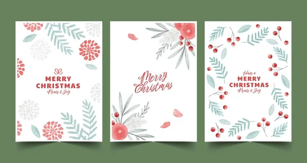 Watercolor Ornamental Christmas Cards Collection Abstract Design Vector Illustration — Stock Vector