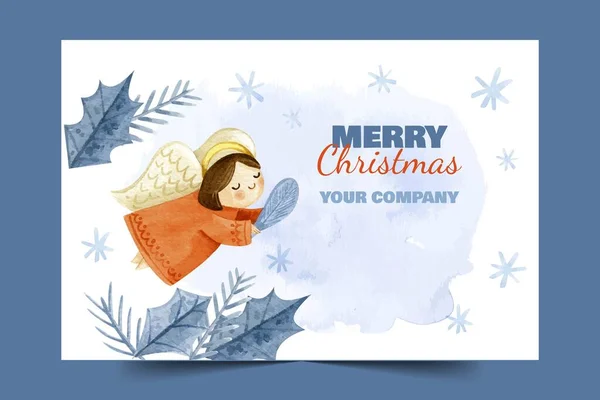 Watercolor Business Christmas Card Template Abstract Design Vector Illustration — Stockvektor