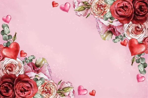 Aquarell Valentinstag Hintergrund Design Vektor Illustration Design Vektor Illustration — Stockvektor