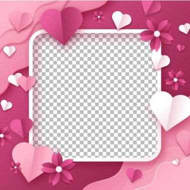 kağıt biçimi sevgililer günü fotoğraf çerçevesi şablonu tasarım vektör çizim çizimi illüstrasyonu