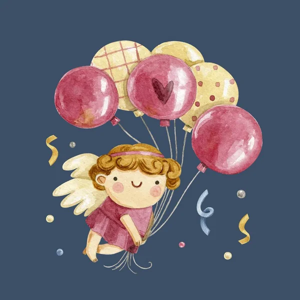 Acuarela San Valentín Cupido Diseño Vector Ilustración Diseño Vector Ilustración — Vector de stock