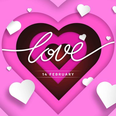 Sevgililer Günü düz arkaplan tasarımı vektör çizimi