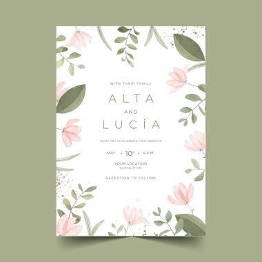 hand painted watercolor boho wedding invitation template vector design illustration