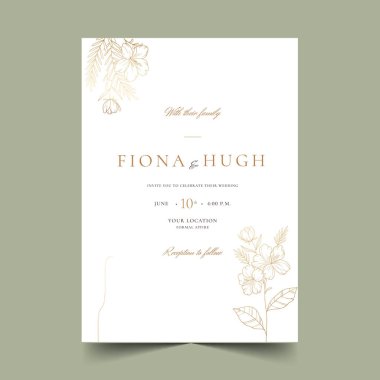 flat wedding invitation vector design illustration