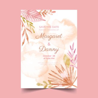 hand painted wedding invitation template vector design illustration