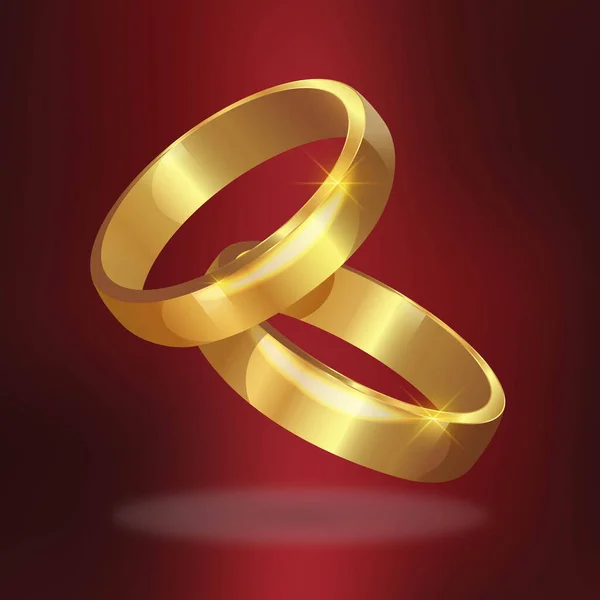 Wedding Rings Realistic Composition Isolated Image Luxury Golden Accessories Blank — Stok Vektör