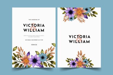 Güzel çiçekler düğün davetiyeleri vektör tasarımı resimleme