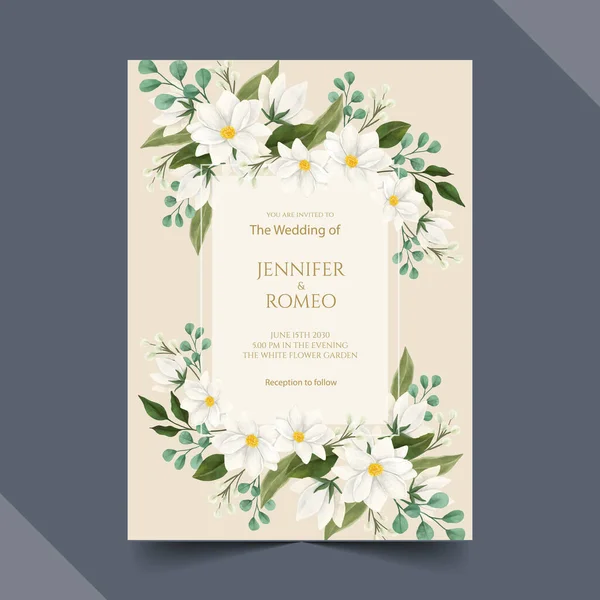 Χαρακτική Χέρι Που Floral Πρόσκληση Γάμου Διάνυσμα Σχεδίαση Εικονογράφηση — Διανυσματικό Αρχείο