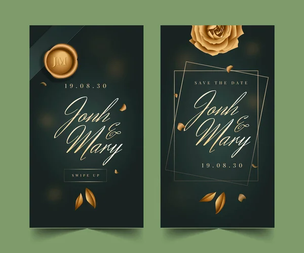 Реалістична Розкіш Золоте Весілля Оповідання Векторний Дизайн Ілюстрація — стоковий вектор