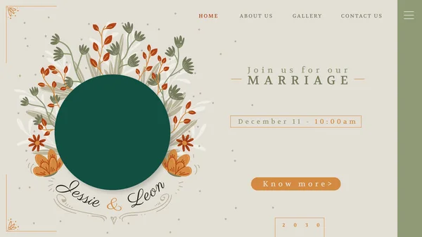 Hand Gezeichnet Hochzeit Landing Page Vektor Design Illustration — Stockvektor