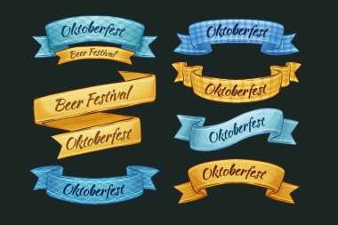 Elle çizilmiş oktoberfest kurdeleleri koleksiyon vektör tasarımı illüstrasyonu