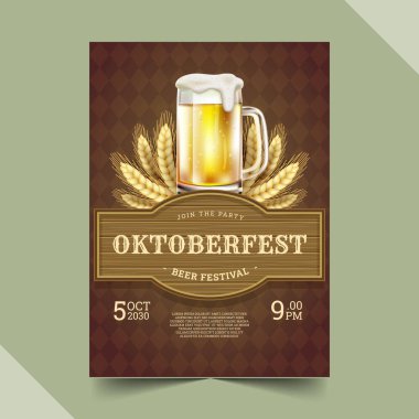gerçekçi oktoberfest dikey poster şablonu vektör tasarımı çizimi