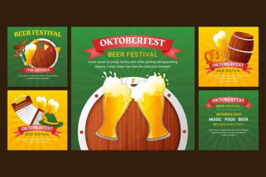 Detaylı oktoberfest pankart koleksiyon vektör tasarımı illüstrasyonu