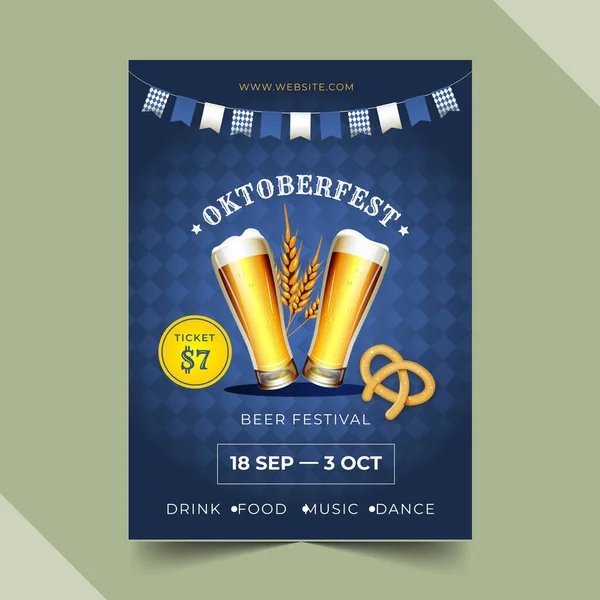 Gradient Oktoberfest Vertical Poster Template Vector Design Illustration — Stock Vector