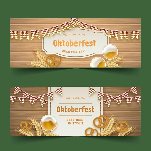 Realista Oktoberfest Banners Set Vector Diseño Ilustración — Archivo Imágenes Vectoriales