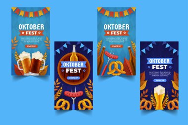 düz oktoberfest pankart koleksiyon vektör tasarımı illüstrasyonu