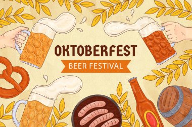 suluboya oktoberfest arkaplan vektör tasarımı çizimi