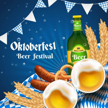 gerçekçi oktoberfest vektör tasarımı çizimi