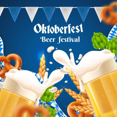 gerçekçi oktoberfest vektör tasarımı çizimi