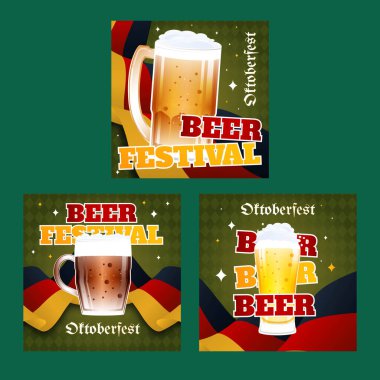 Detaylı oktoberfest pankart koleksiyon vektör tasarımı illüstrasyonu