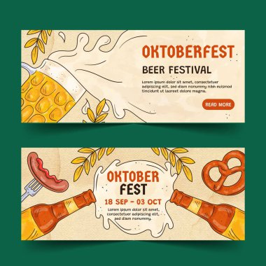 suluboya oktoberfest yatay pankartlar vektör tasarım illüstrasyonunu ayarlayın