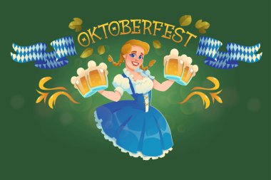 çizgi film oktoberfest arkaplan vektör tasarımı illüstrasyonu