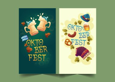 çizgi film oktoberfest pankart koleksiyon vektör tasarımı illüstrasyonu