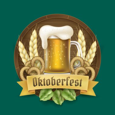 gerçekçi logo şablonu oktoberfest vektör tasarımı çizimi