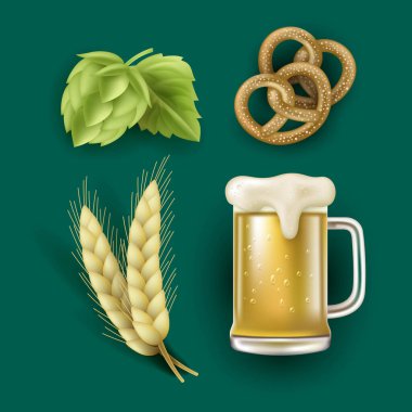 gerçekçi elementler koleksiyonu Oktoberfest vektör tasarımı illüstrasyonu