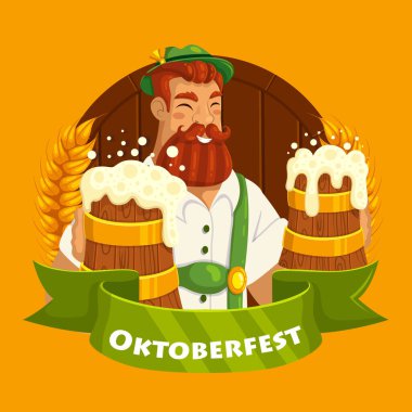 düz oktoberfest vektör tasarımı çizimi