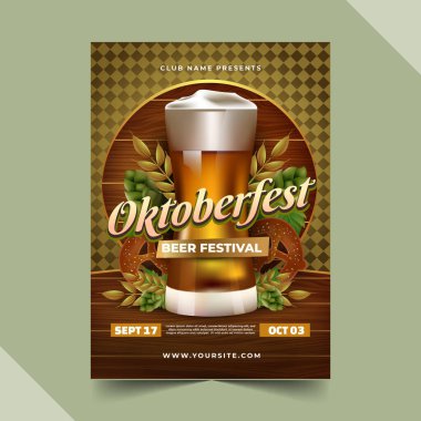 Oktoberfest gerçekçi poster şablonu vektör tasarımı çizimi
