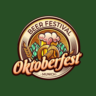 El çizimi logo şablonu Oktoberfest vektör tasarımı çizimi