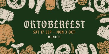 elle çizilmiş Oktoberfest arka plan vektör tasarımı çizimi