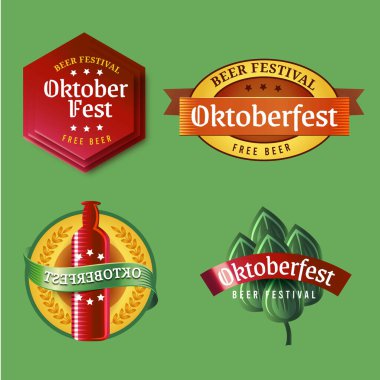 gerçekçi oktoberfest etiketleri koleksiyon vektör tasarımı illüstrasyonu