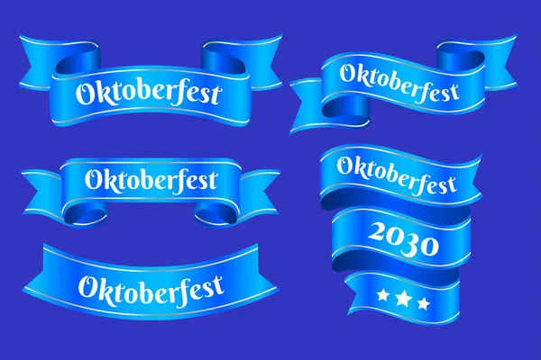 Realista Oktoberfest Cintas Colección Vector Diseño Ilustración — Vector de stock