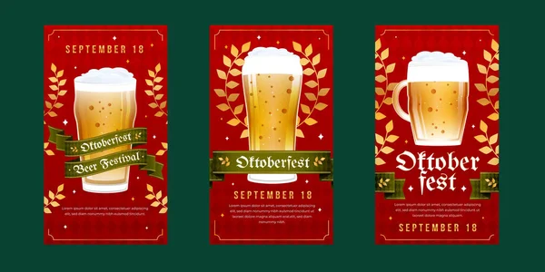 Detallada Oktoberfest Banner Colección Vector Diseño Ilustración — Vector de stock
