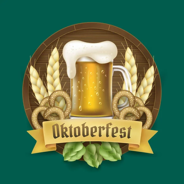 Realistische Logo Template Oktoberfest Vector Ontwerp Illustratie — Stockvector