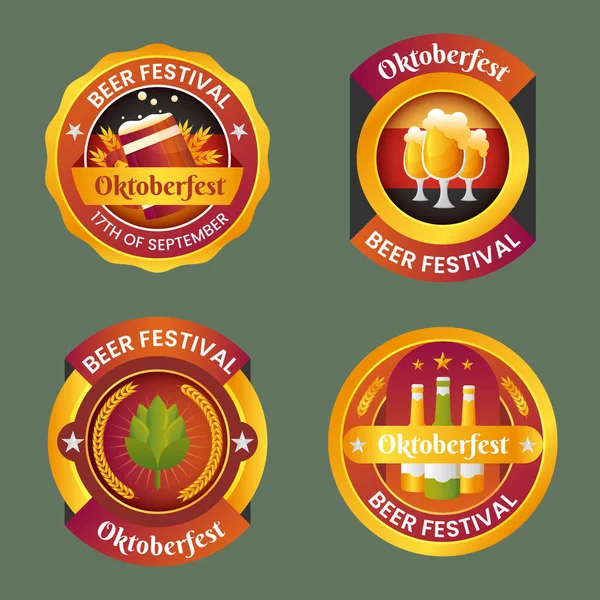 Gradiente Oktoberfest Logos Colección Vector Diseño Ilustración — Vector de stock