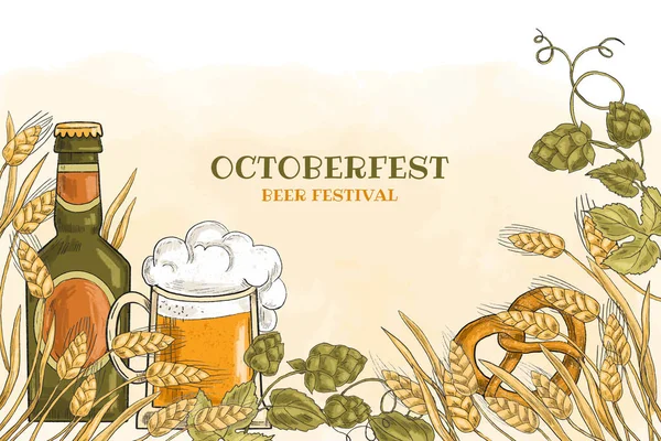 Ilustración Diseño Vectorial Dibujado Mano Oktoberfest Fondo — Vector de stock