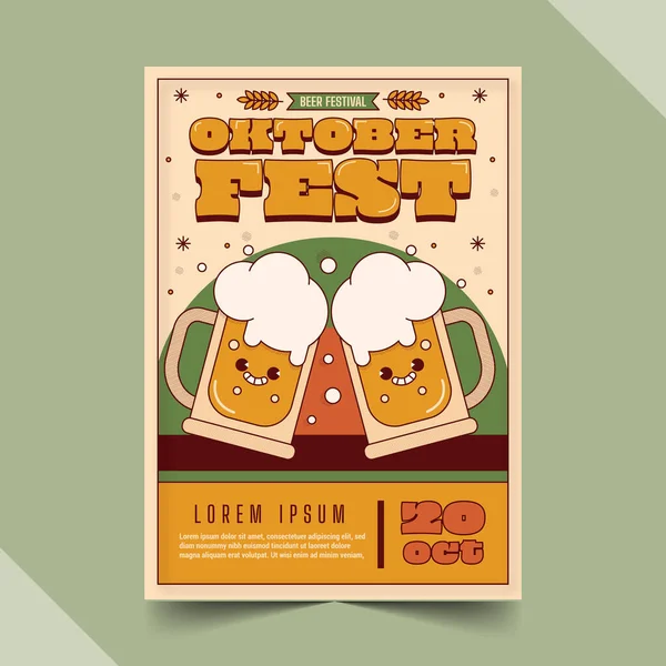 Plano Oktoberfest Plantilla Póster Vertical Diseño Vectorial Ilustración — Vector de stock