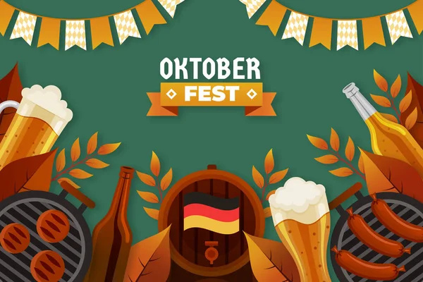 Επίπεδη Oktoberfest Φόντο Διανυσματική Απεικόνιση Σχεδιασμού — Διανυσματικό Αρχείο