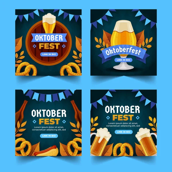 Vlakke Oktoberfest Banner Collectie Vector Ontwerp Illustratie — Stockvector