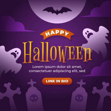 düz cadılar bayramı instagramı koleksiyon vektör tasarımı illüstrasyonunu gönderir