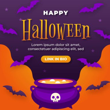 düz cadılar bayramı instagramı koleksiyon vektör tasarımı illüstrasyonunu gönderir