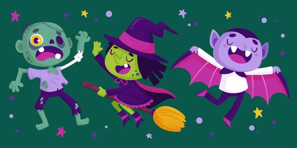 Platte Halloween Tekens Collectie Vector Ontwerp Illustratie — Stockvector