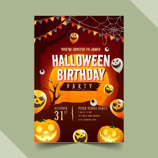 Modèle Invitation Célébration Halloween Illustration Vectorielle Conception — Image vectorielle
