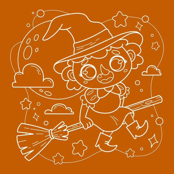 Halloween Celebration Coloring Page Vector Design Illustration — Stock Vector