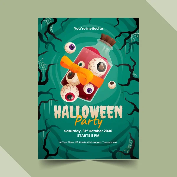 Gradient Halloween Party Invitation Template Vector Design Illustration — Stock Vector